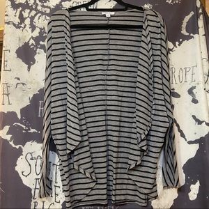 Curfew | Women’s Cardigan | Gray/ Black Stripe | L